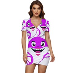 Purple Shark Fish Low Cut Cap Sleeve Mini Dress by Semog4