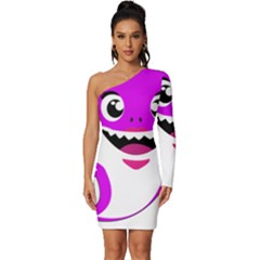 Purple Shark Fish Long Sleeve One Shoulder Mini Dress by Semog4