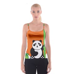 Panda Animal Orange Sun Nature Spaghetti Strap Top by Semog4