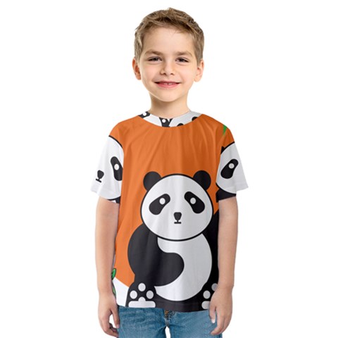 Panda Animal Orange Sun Nature Kids  Sport Mesh Tee by Semog4