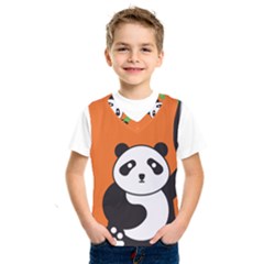 Panda Animal Orange Sun Nature Kids  Basketball Tank Top by Semog4