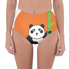 Panda Animal Orange Sun Nature Reversible High-waist Bikini Bottoms by Semog4