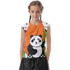 Panda Animal Orange Sun Nature Kids  Raglan Cap Sleeve Tee by Semog4