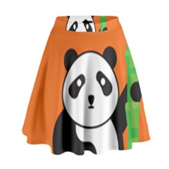 Panda Animal Orange Sun Nature High Waist Skirt by Semog4