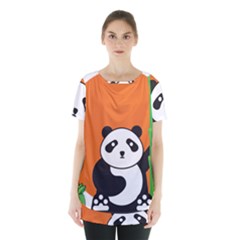 Panda Animal Orange Sun Nature Skirt Hem Sports Top by Semog4