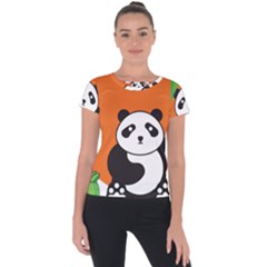 Panda Animal Orange Sun Nature Short Sleeve Sports Top  by Semog4