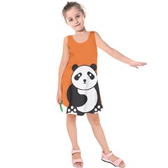 Panda Animal Orange Sun Nature Kids  Sleeveless Dress by Semog4