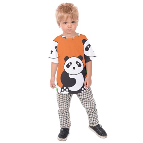 Panda Animal Orange Sun Nature Kids  Raglan Tee by Semog4