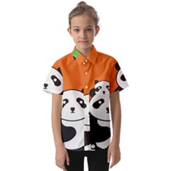 Panda Animal Orange Sun Nature Kids  Short Sleeve Shirt by Semog4