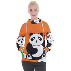 Panda Animal Orange Sun Nature Women s Hooded Pullover by Semog4