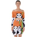 Panda Animal Orange Sun Nature Off Shoulder Top with Skirt Set View1