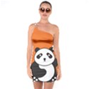 Panda Animal Orange Sun Nature One Shoulder Ring Trim Bodycon Dress View1