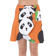 Panda Animal Orange Sun Nature Wrap Front Skirt by Semog4