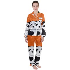 Panda Animal Orange Sun Nature Women s Long Sleeve Satin Pajamas Set	 by Semog4