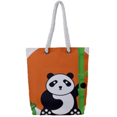 Panda Animal Orange Sun Nature Full Print Rope Handle Tote (small) by Semog4