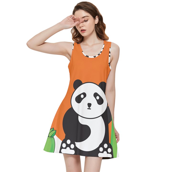 Panda Animal Orange Sun Nature Inside Out Racerback Dress