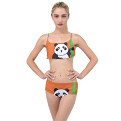 Panda Animal Orange Sun Nature Layered Top Bikini Set by Semog4