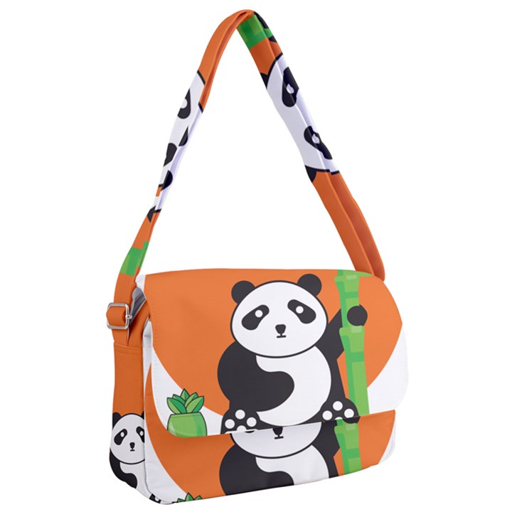 Panda Animal Orange Sun Nature Courier Bag