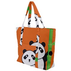 Panda Animal Orange Sun Nature Zip Up Canvas Bag by Semog4