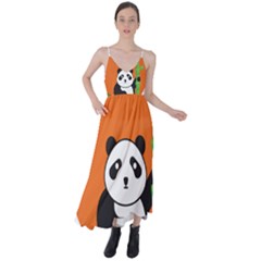 Panda Animal Orange Sun Nature Tie Back Maxi Dress by Semog4