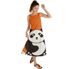 Panda Animal Orange Sun Nature Summer Maxi Dress by Semog4