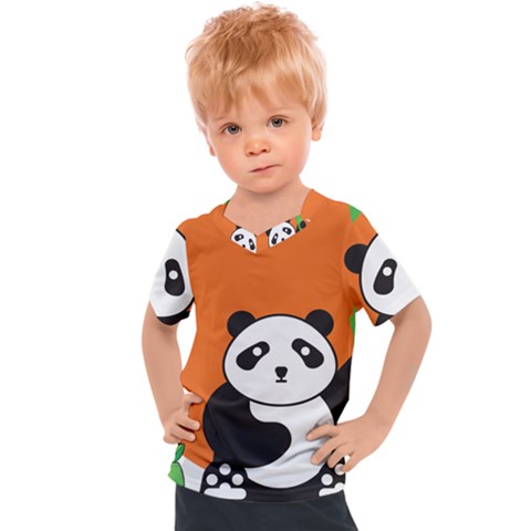 Panda Animal Orange Sun Nature Kids  Sports Tee by Semog4