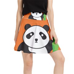 Panda Animal Orange Sun Nature Waistband Skirt by Semog4