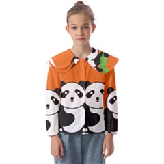 Panda Animal Orange Sun Nature Kids  Peter Pan Collar Blouse by Semog4