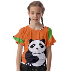 Panda Animal Orange Sun Nature Kids  Cut Out Flutter Sleeves by Semog4