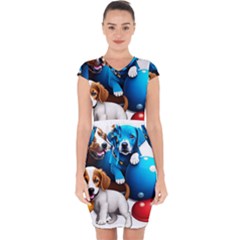 Cute Dog Dogs Animal Pet Capsleeve Drawstring Dress  by Semog4