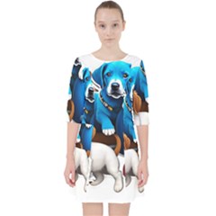 Cute Dog Dogs Animal Pet Quarter Sleeve Pocket Dress by Semog4