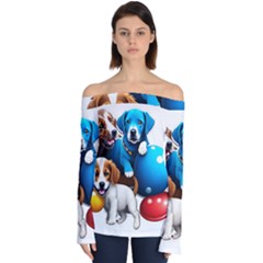 Cute Dog Dogs Animal Pet Off Shoulder Long Sleeve Top by Semog4