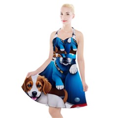 Cute Dog Dogs Animal Pet Halter Party Swing Dress  by Semog4