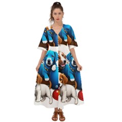 Cute Dog Dogs Animal Pet Kimono Sleeve Boho Dress by Semog4