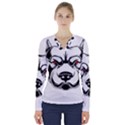 Dog Animal Mammal Bulldog Pet V-Neck Long Sleeve Top View1