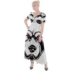 Dog Animal Mammal Bulldog Pet Button Up Short Sleeve Maxi Dress by Semog4