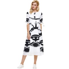 Dog Animal Mammal Bulldog Pet Bow Sleeve Chiffon Midi Dress by Semog4