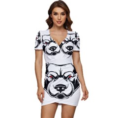 Dog Animal Mammal Bulldog Pet Low Cut Cap Sleeve Mini Dress by Semog4