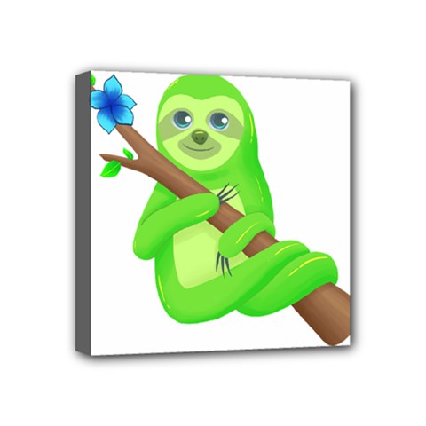 Sloth Branch Cartoon Fantasy Mini Canvas 4  X 4  (stretched) by Semog4