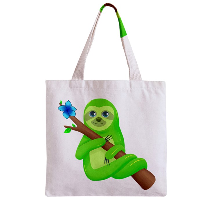 Sloth Branch Cartoon Fantasy Zipper Grocery Tote Bag