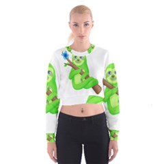 Sloth Branch Cartoon Fantasy Cropped Sweatshirt by Semog4