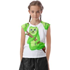 Sloth Branch Cartoon Fantasy Kids  Raglan Cap Sleeve Tee by Semog4