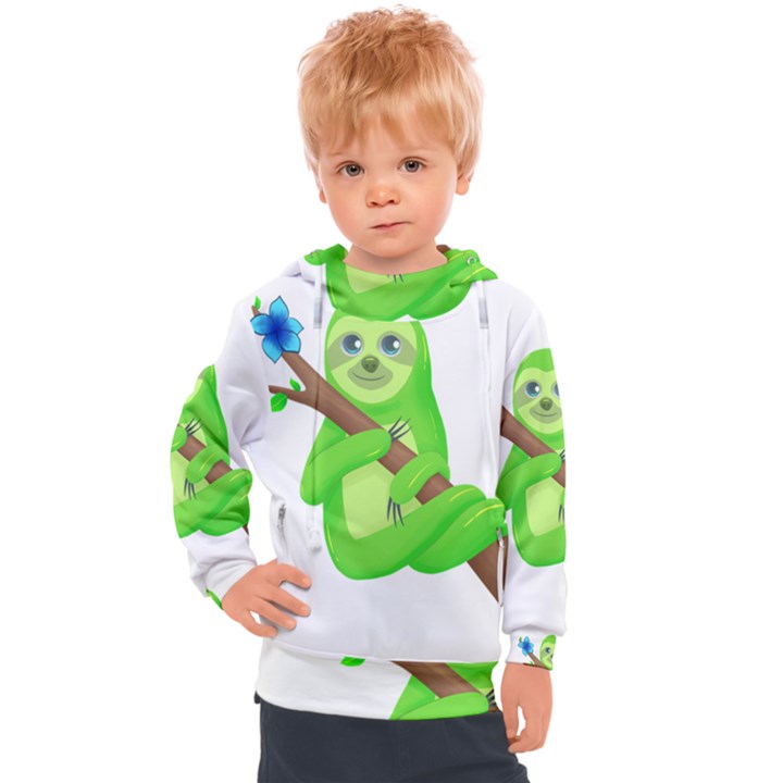 Sloth Branch Cartoon Fantasy Kids  Hooded Pullover