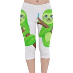 Sloth Branch Cartoon Fantasy Velvet Capri Leggings  by Semog4