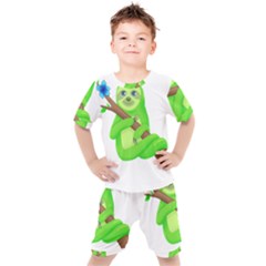 Sloth Branch Cartoon Fantasy Kids  Tee And Shorts Set by Semog4