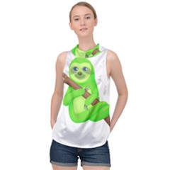 Sloth Branch Cartoon Fantasy High Neck Satin Top by Semog4