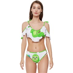 Sloth Branch Cartoon Fantasy Ruffle Edge Tie Up Bikini Set	 by Semog4