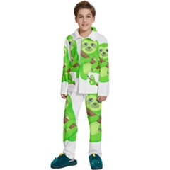 Sloth Branch Cartoon Fantasy Kids  Long Sleeve Velvet Pajamas Set by Semog4