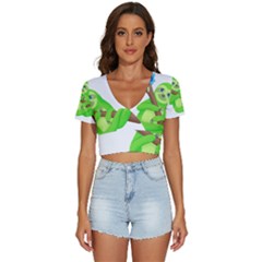 Sloth Branch Cartoon Fantasy V-neck Crop Top by Semog4