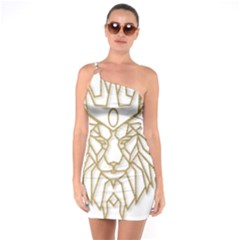 Lion Face Wildlife Crown One Shoulder Ring Trim Bodycon Dress by Semog4